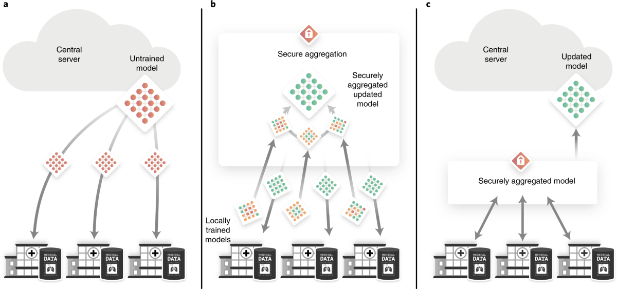 End-to-end privacy preserving deep learning on multi-institutional medical  imaging | Nature Machine Intelligence